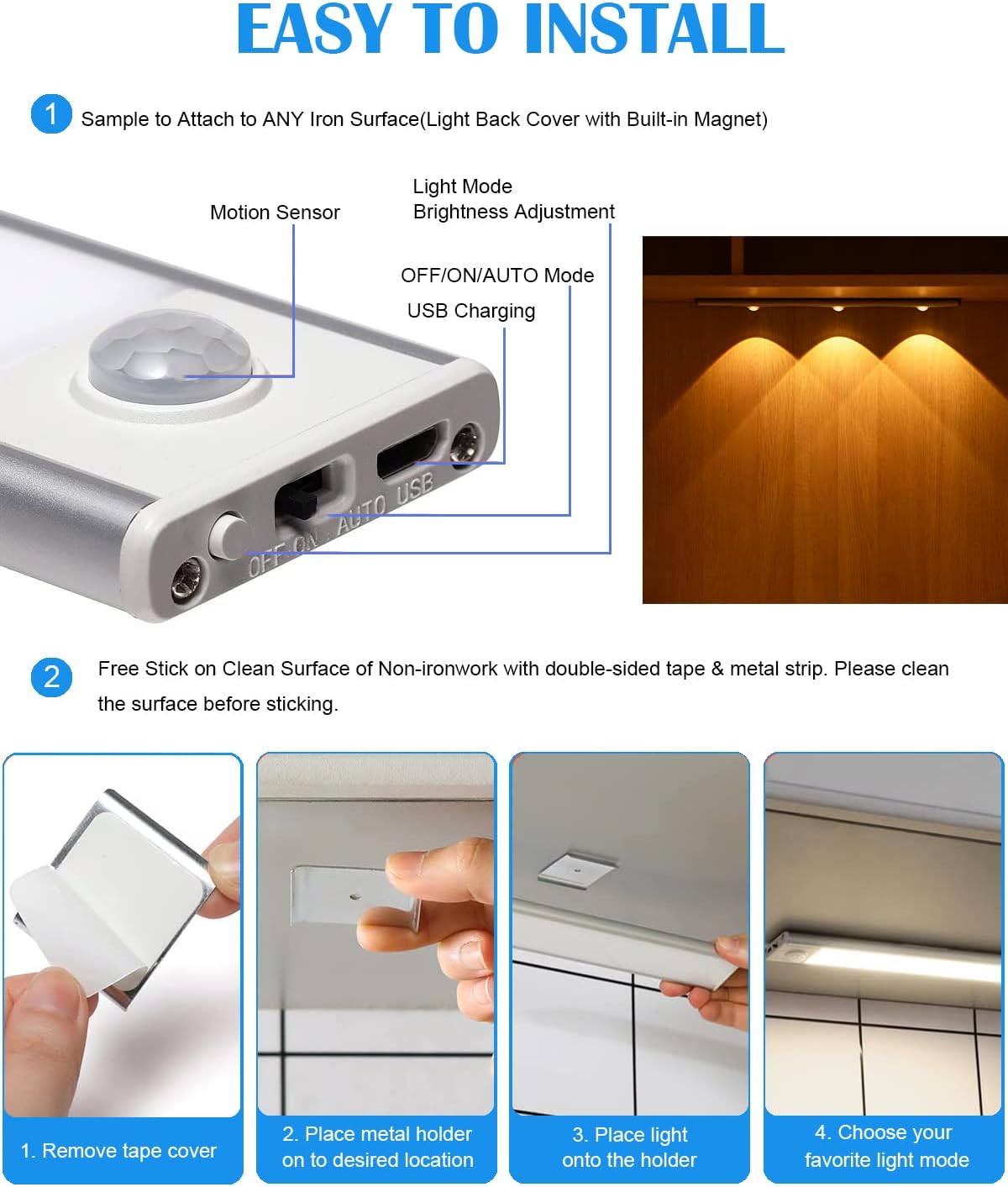 Under The Cabinet Lights : Wireless Motion Sensing Lights